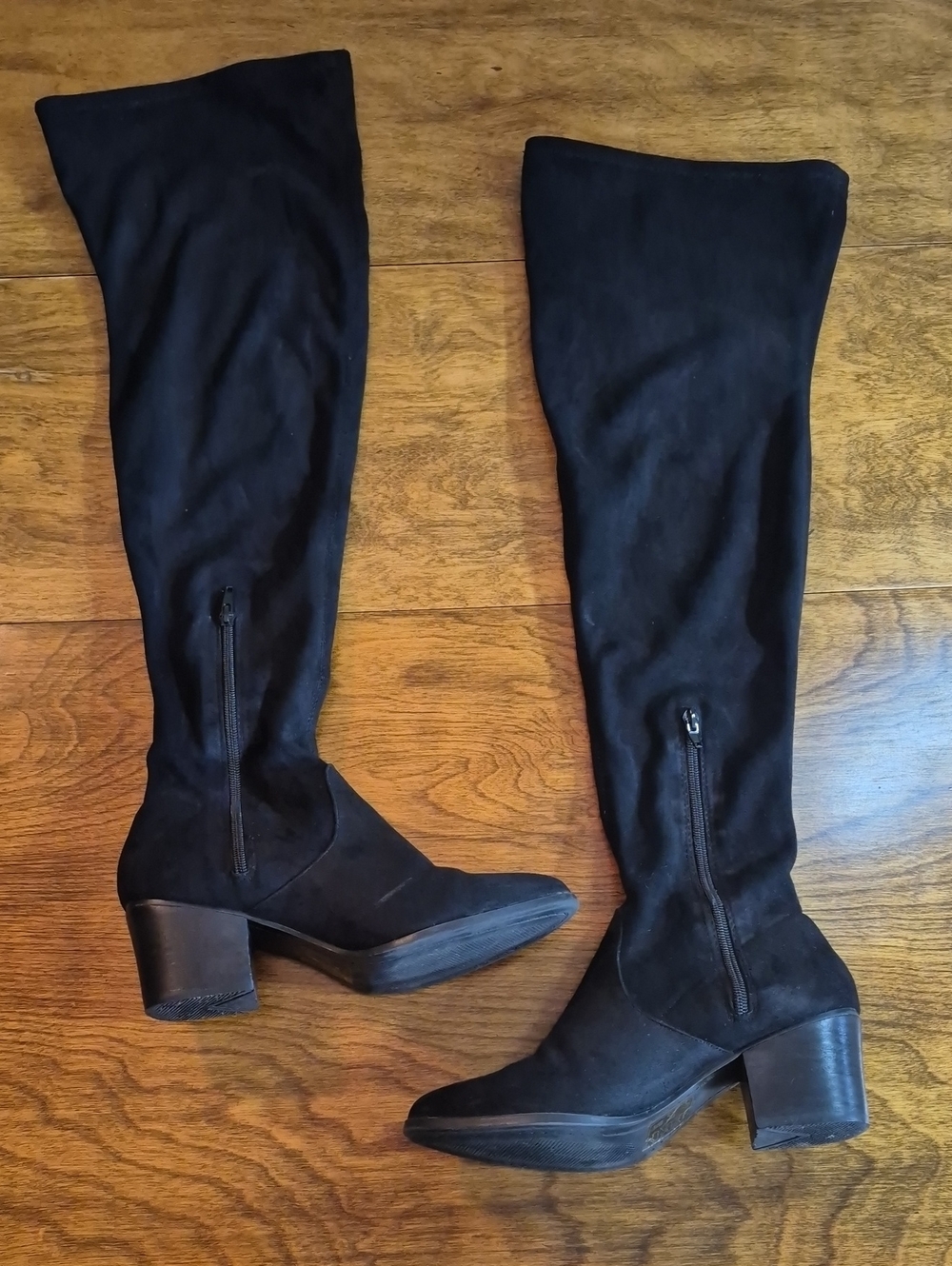 ALDO Women's Black Faux Suede Long Over-the-Knee Boots Block Heel - Picture 4 of 16